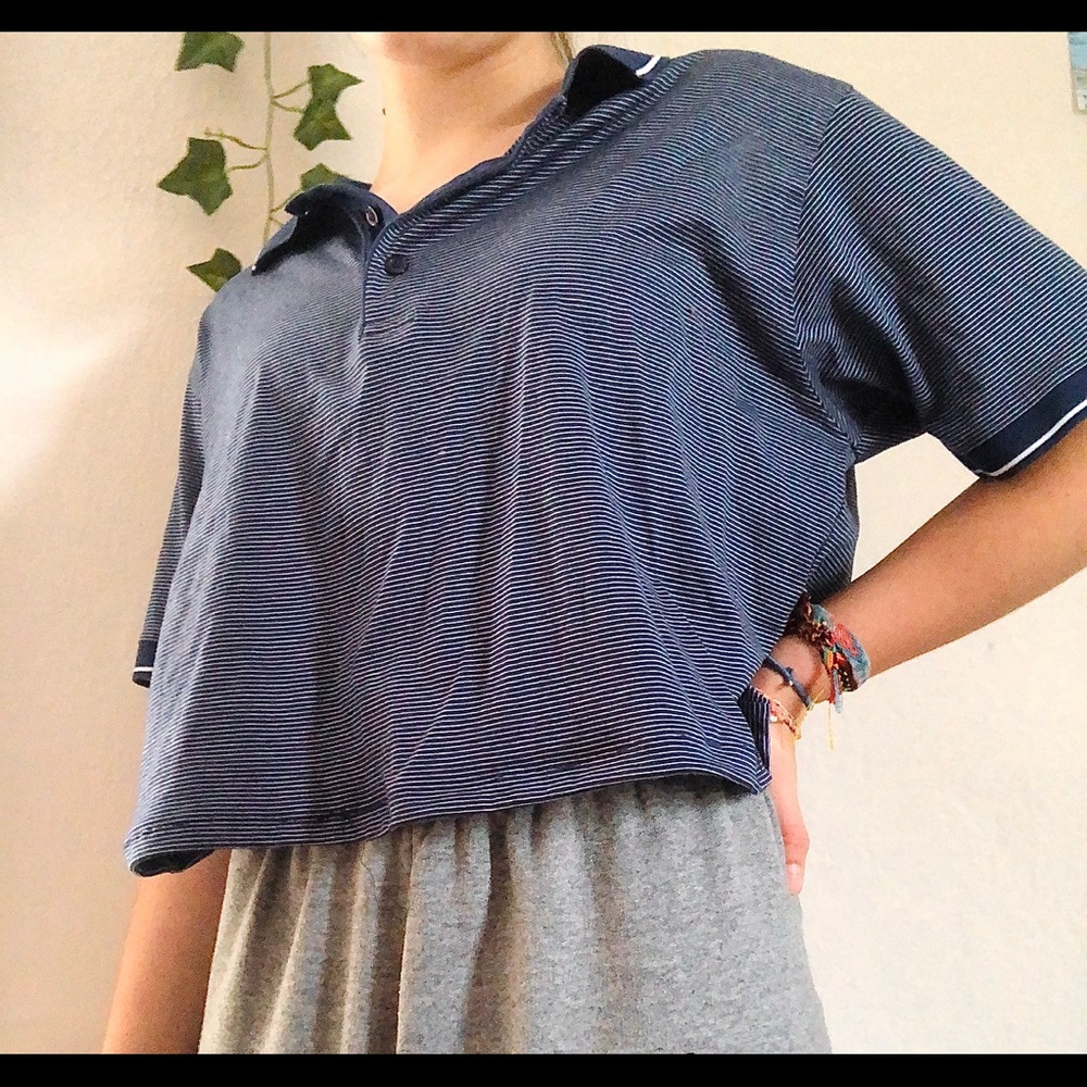 Navy blue stripped crop top!